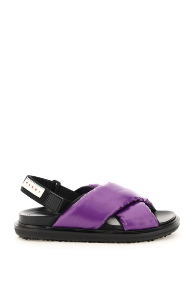 Shop Marni Padded Nylon Fussbett Sandals In Violet (purple)
