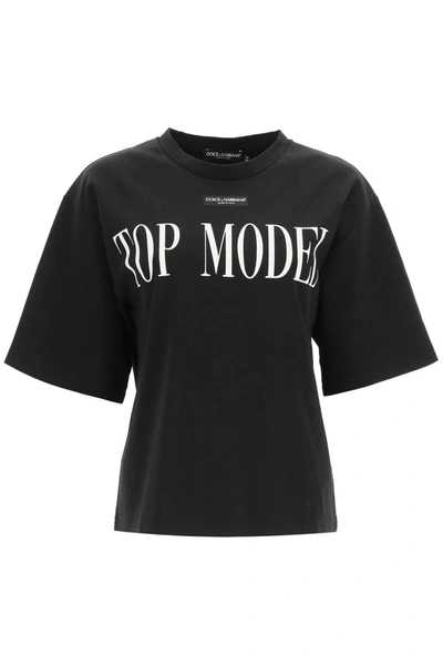 Shop Dolce & Gabbana Top Model Graphic T-shirt In Topmodel Fdonero (black)