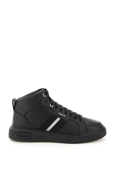 Shop Bally Myles Leather High Sneakers In Black (black)