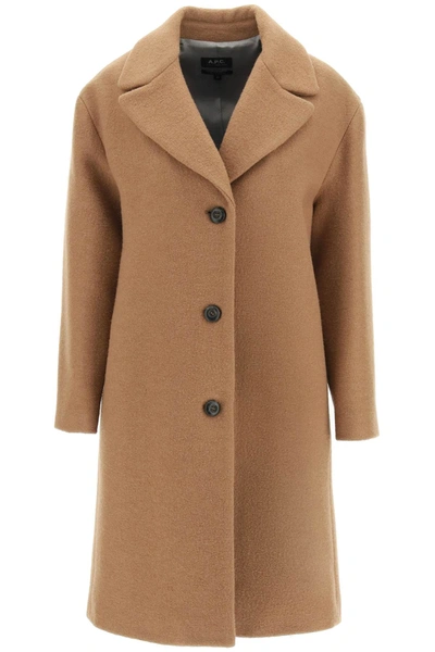 Shop Apc Ninh Boucle Coat In Camel (brown)