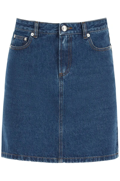 Shop Apc Standard Denim Mini Skirt In Indigo (blue)
