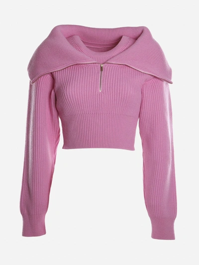 Shop Jacquemus La Maille Risoul Sweater In Merino Wool In Pink