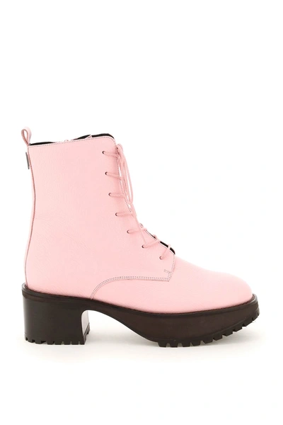 Shop By Far Cobain Lace-up Ankle Boots In Peony (pink)