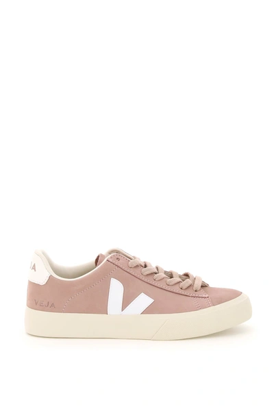 Shop Veja Campo Nubuck Leather Sneakers In Babe White (pink)