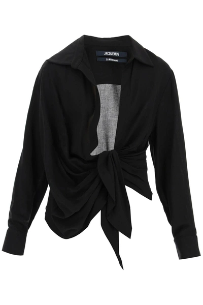 Shop Jacquemus La Robe Bahia Shirt In Black (black)