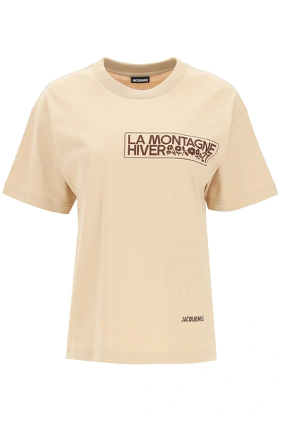 Shop Jacquemus T-shirt La Montagne In Beige (brown)