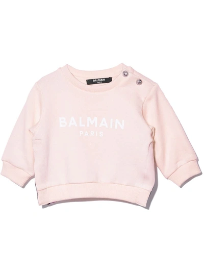 Shop Balmain Sweatshirt With Print In Pink