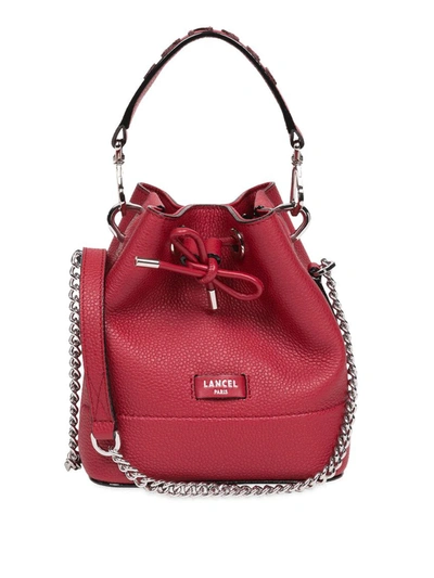 Shop Lancel Red Leather Bucket Bag In Bordo