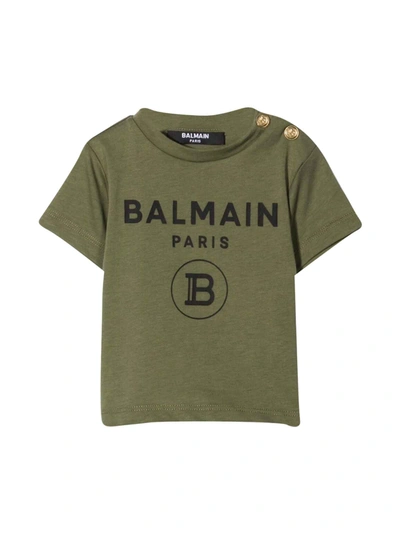 Shop Balmain Green Newborn T-shirt In Verde