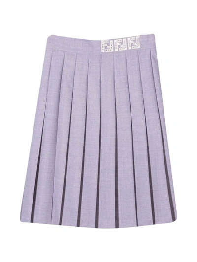 Shop Fendi Gray Embroidery Skirt In Grigio