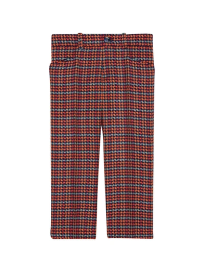 Shop Gucci Multicolor Squared Trousers With Frontal And Rear Pockets In Arancio/blu