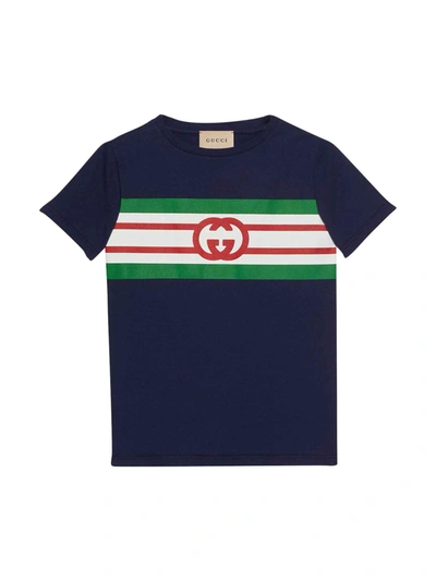 Shop Gucci Unisex Blue T-shirt In Blu Scuro