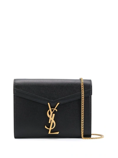 Shop Saint Laurent Ysl Chain Wallet In Black