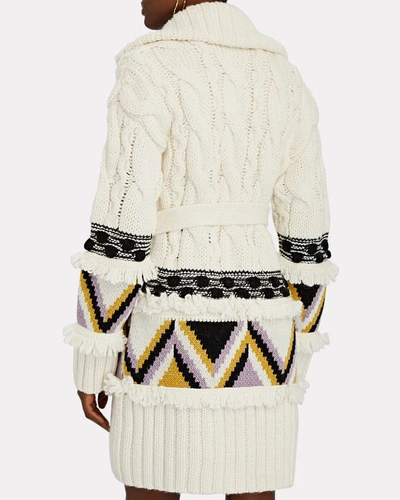 Shop Hayley Menzies Cable Knit Wool-blend Cardigan In Ivory