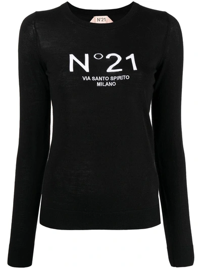 Shop N°21 Logo-print Wool Sweatshirt In Black
