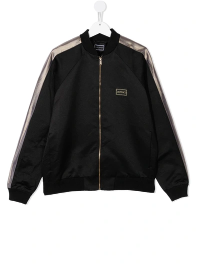 Shop Versace Teen Tiger-print Bomber Jacket In Black