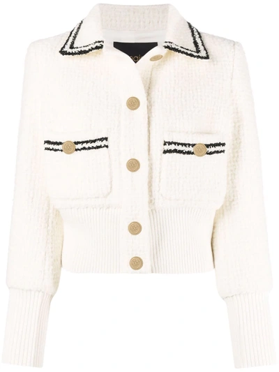 Shop Maje Contrasting-trim Tweed-style Jacket In White