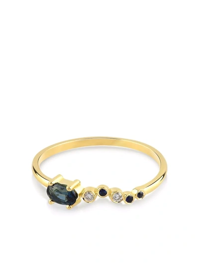 Shop Gfg Jewellery 18kt Yellow Gold Seraphina Sapphire And Diamond Ring