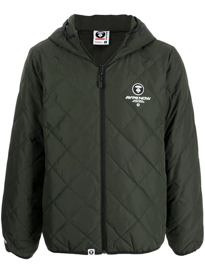 Shop Aape By A Bathing Ape Logo-print Quilted Bomber Jacket In Green