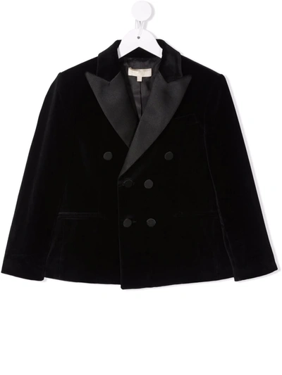 Shop Elie Saab Junior Contrast-colour Double-breasted Blazer In Black
