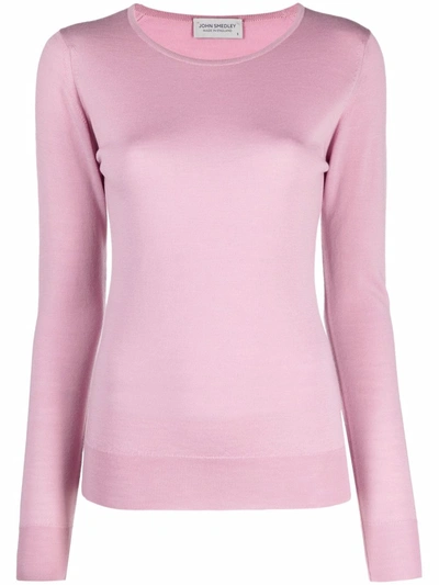 Shop John Smedley Long-sleeve Knitted Jumper In Pink