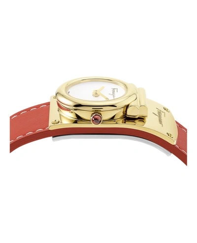 Shop Ferragamo Boxyz Leather Watch In Gold