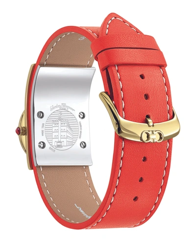 Shop Ferragamo Boxyz Leather Watch In Gold