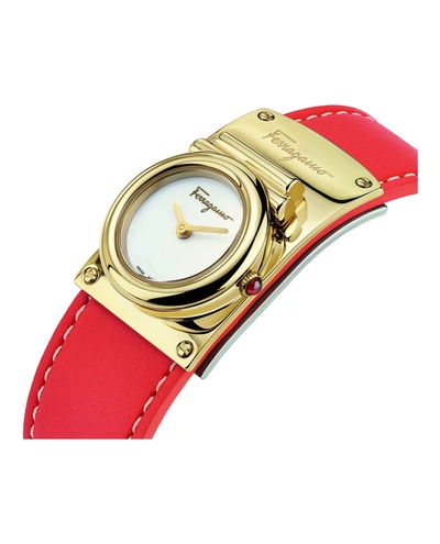 Shop Ferragamo Boxyz Leather Watch In Gold