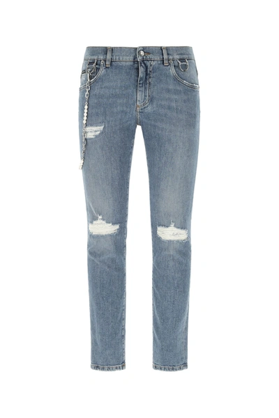 Shop Dolce & Gabbana Stretch Denim Jeans Lightblue  Uomo 52