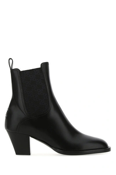 Shop Fendi Black Leather Ankle Boots Black  Donna 37.5