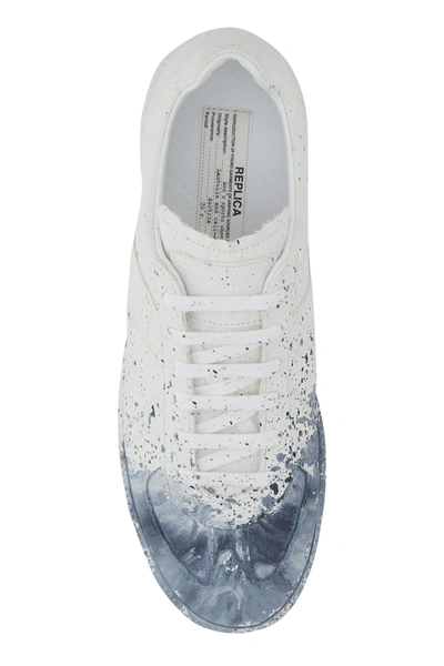 Shop Maison Margiela White Canvas Replica Paint Drop Sneakers  White  Uomo 40