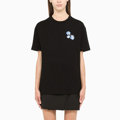 Shop Off-white Black T-shirt With Floral Arrows-print