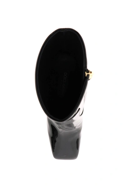 Shop Dolce & Gabbana Dg Pop Heel Patent Leather Boots In Black