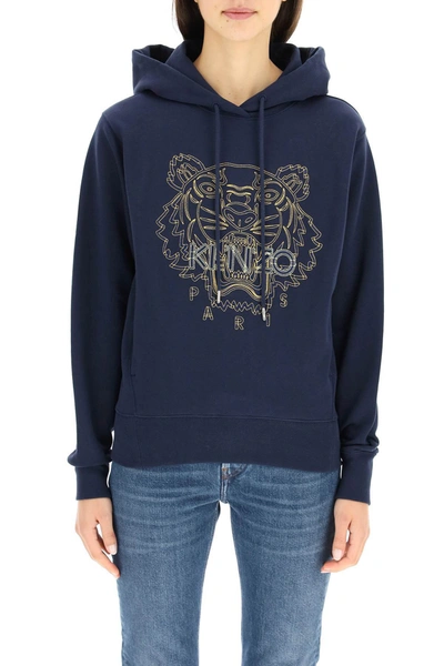 Shop Kenzo Tiger Embroidery Hoodie In Mixed Colours