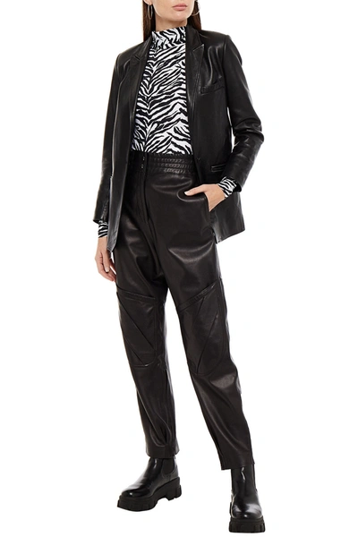 Acne Studios Pleated Leather Tapered Pants In Black