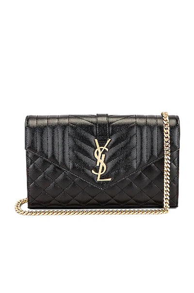 Shop Saint Laurent Mini Envelope Chain Wallet Bag In Nero