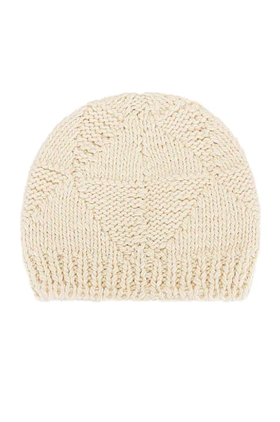 Bottega Veneta Cable Knit Wool Beanie In Chalk