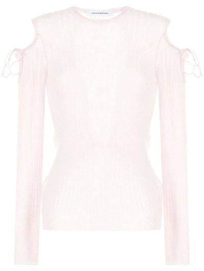 Shop Cecilie Bahnsen Cut-out Pointelle-knit Jumper In 粉色