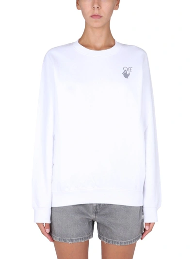 Shop Off-white "check Arrows" Print Sweatshirt In White