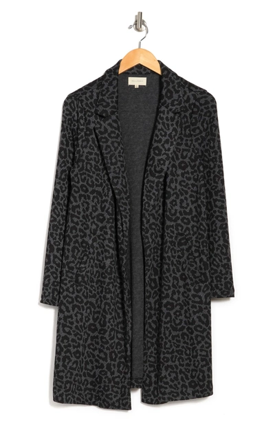 Shop Melloday Soft Knit Topper Coat In Blk Gry Leopard