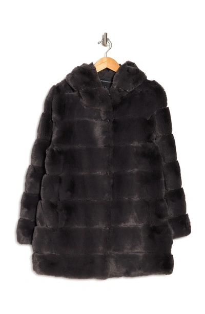 Bcbgmaxazria Quilted Faux Fur Hooded Coat In Charcoal ModeSens