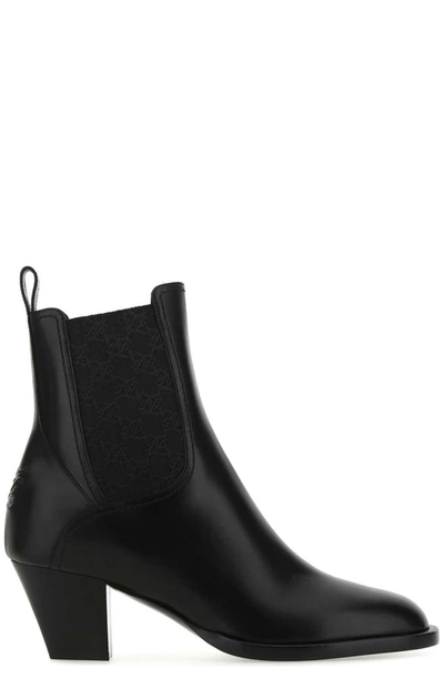 Shop Fendi Ff Karligraphy Motif Ankle Boots In Black