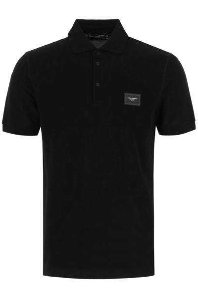Shop Dolce & Gabbana Logo Patch Polo Shirt In Black