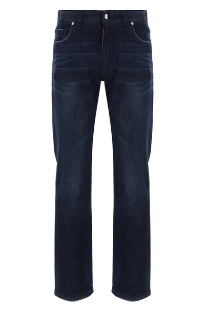 Shop Fendi Logo Patch Straight Leg Jeans In Blue