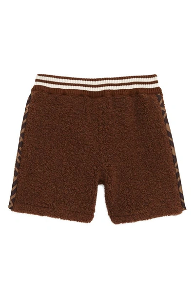 Shop Fendi Ff Logo Wool Blend Teddy Bermuda Shorts In Brown