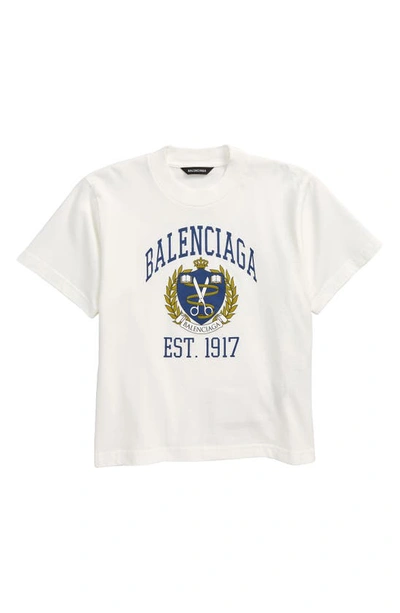 Balenciaga Boys White Kids College Logo-print Cotton T-shirt 4-10 Years 6  Years | ModeSens