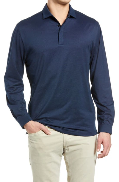 Shop Mizzen + Main Wilson Stretch Solid Long Sleeve Polo Shirt In Navy Heather