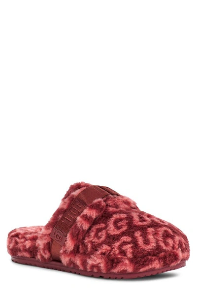 Shop Ugg (r) Fluff It Slipper With Genuine Shearling Lining In Red Wine / Terracotta