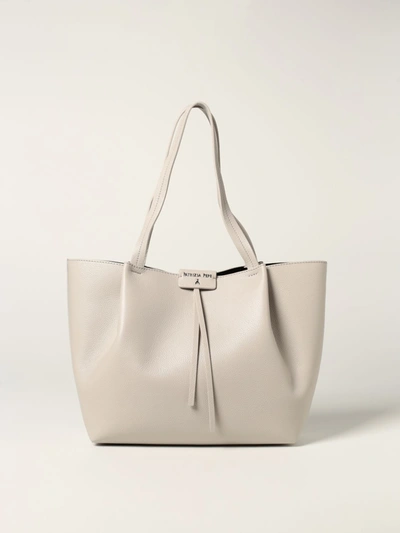 Shop Patrizia Pepe Bag In Grained Leather In Ice