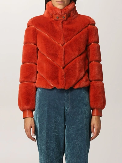 Shop Patrizia Pepe Fur Coats  Women In Rust